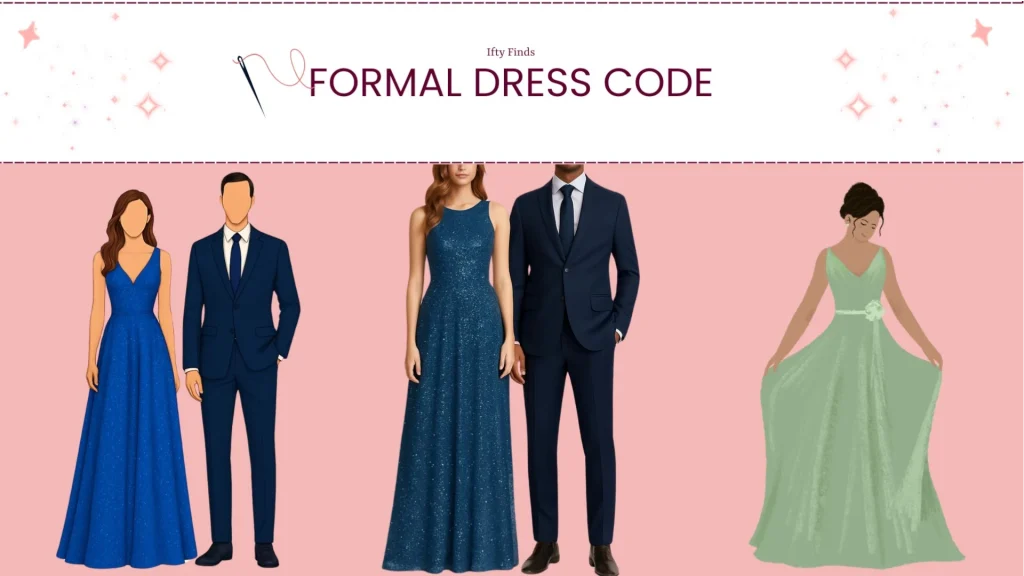 Images of women and men in formal dress code
