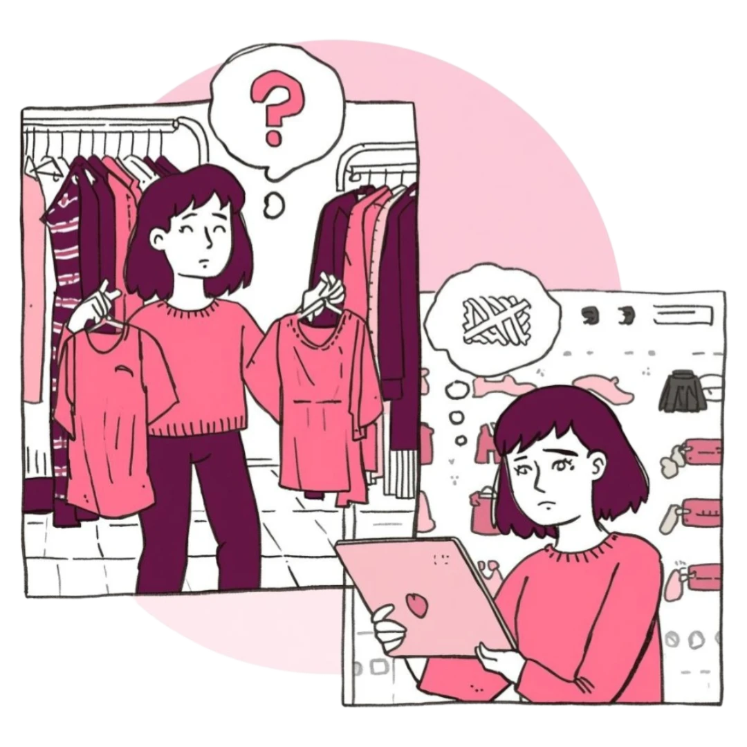 A girl having trouble thrifting in-person and online
